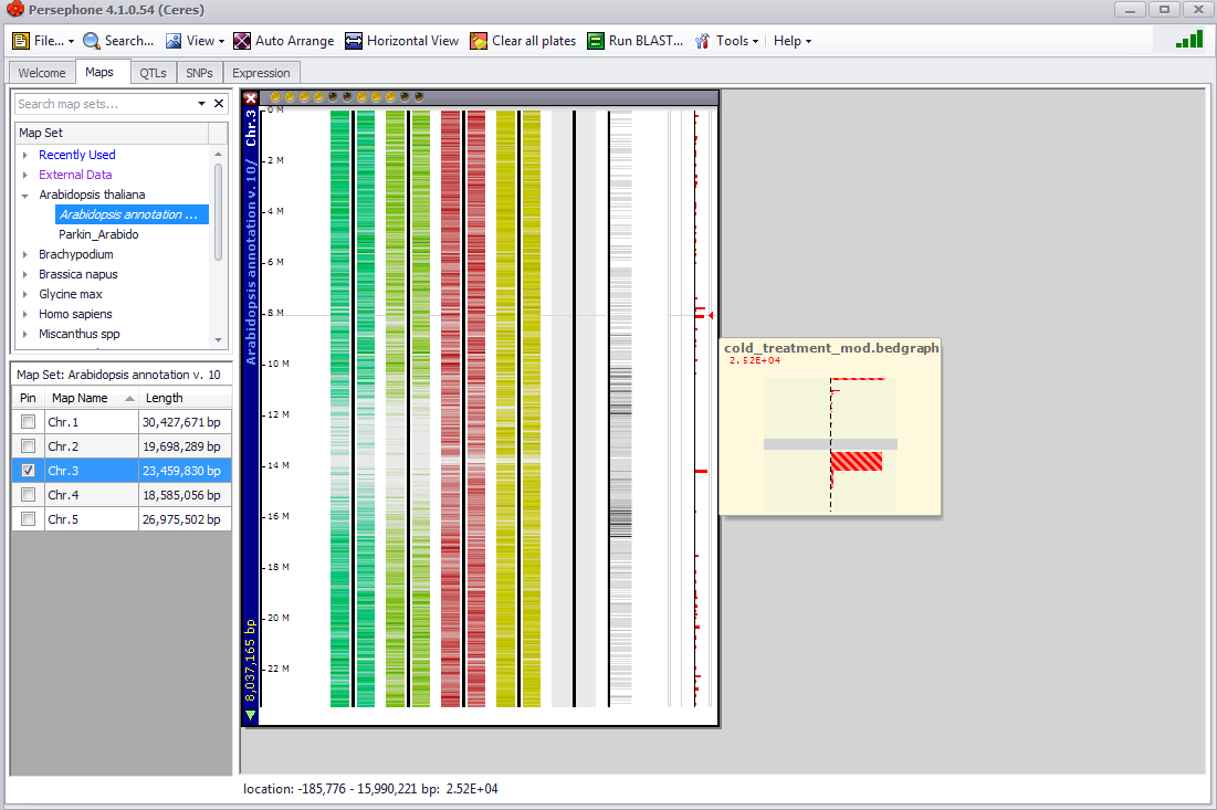 Bedgraph File Import - Map Tab Example