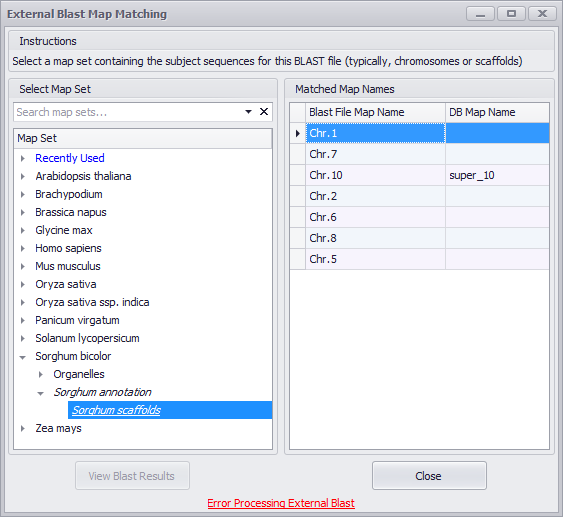 Error Processing External BLAST Message