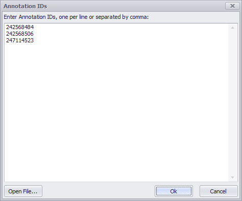 Annotation IDs Entery Window